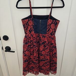 Alice and Olivia Cocktail Dress.  Red and Blue.  Size 4